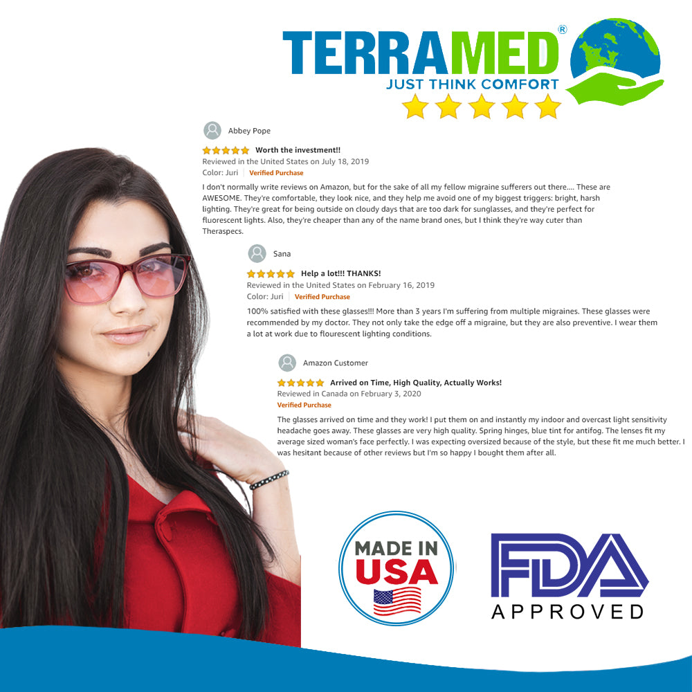 Terramed Juri Unisex Glasses for Migraine Relief and Light Sensitivity Relief - Terramed.info